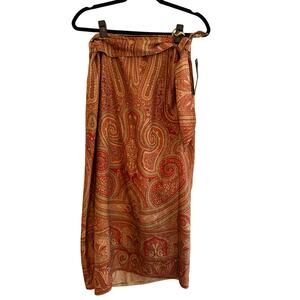 NWT Vintage Ralph Lauren Paisley Silk Wrap Skirt Size 10
